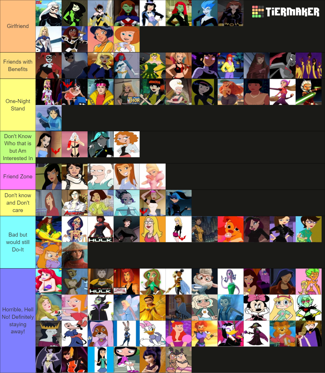 LEGENDARY Female Toon Crushes [Cartoon Edtiton] Tier List (Community ...