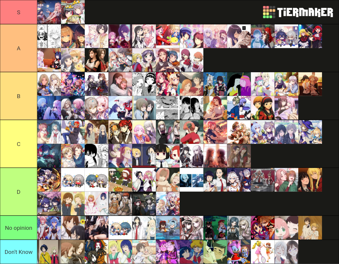 Yuri/WLW ships tierlist Tier List (Community Rankings) - TierMaker
