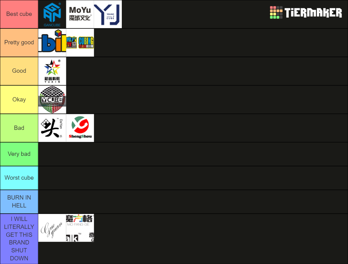 rubik cube brands Tier List Rankings) TierMaker