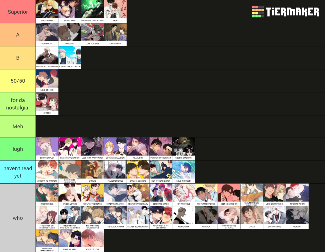 BL manhwa with title :) Tier List (Community Rankings) - TierMaker