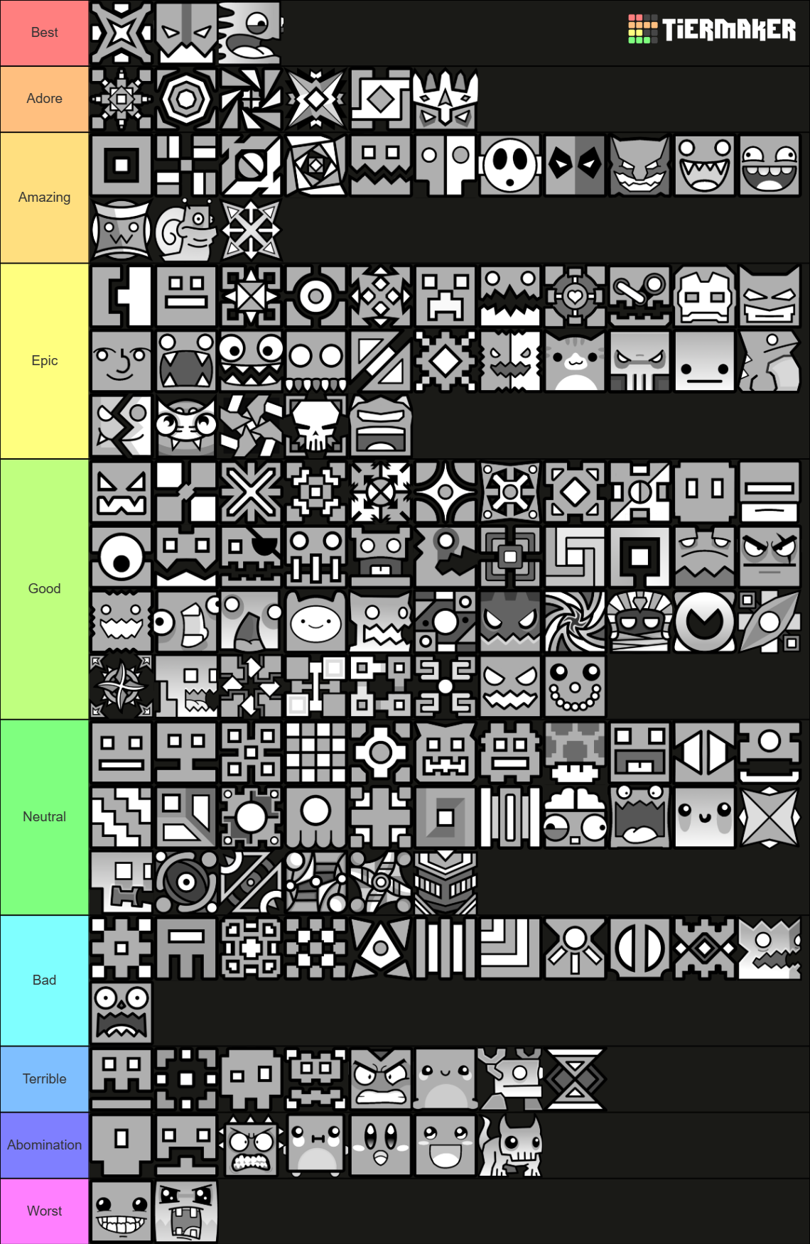 Geometry Dash Icons (Cubes) Tier List (Community Rankings) - TierMaker