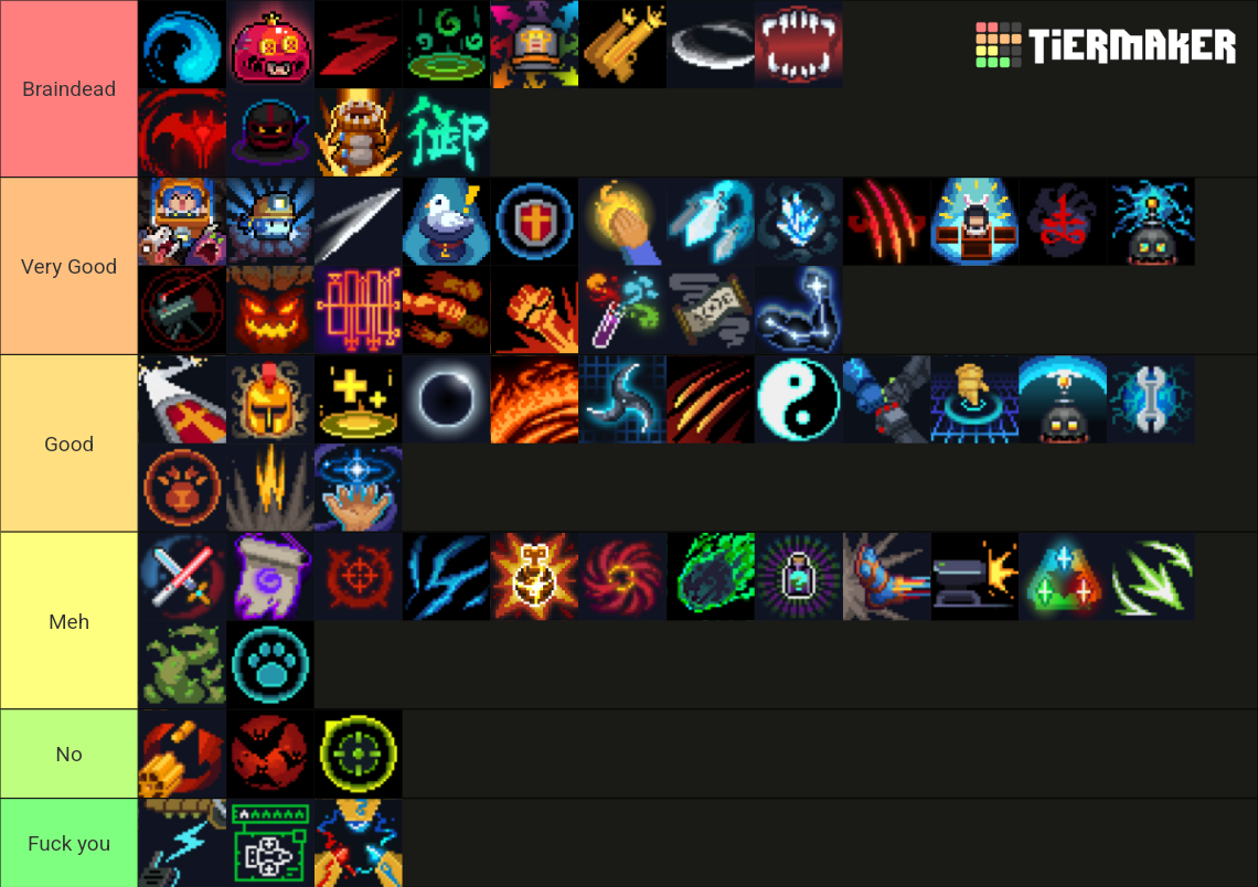 Soul Knight Skills Tier List Rankings) TierMaker
