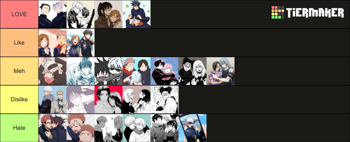 Jujutsu Kaisen Ships Tier List (Community Rankings) - TierMaker