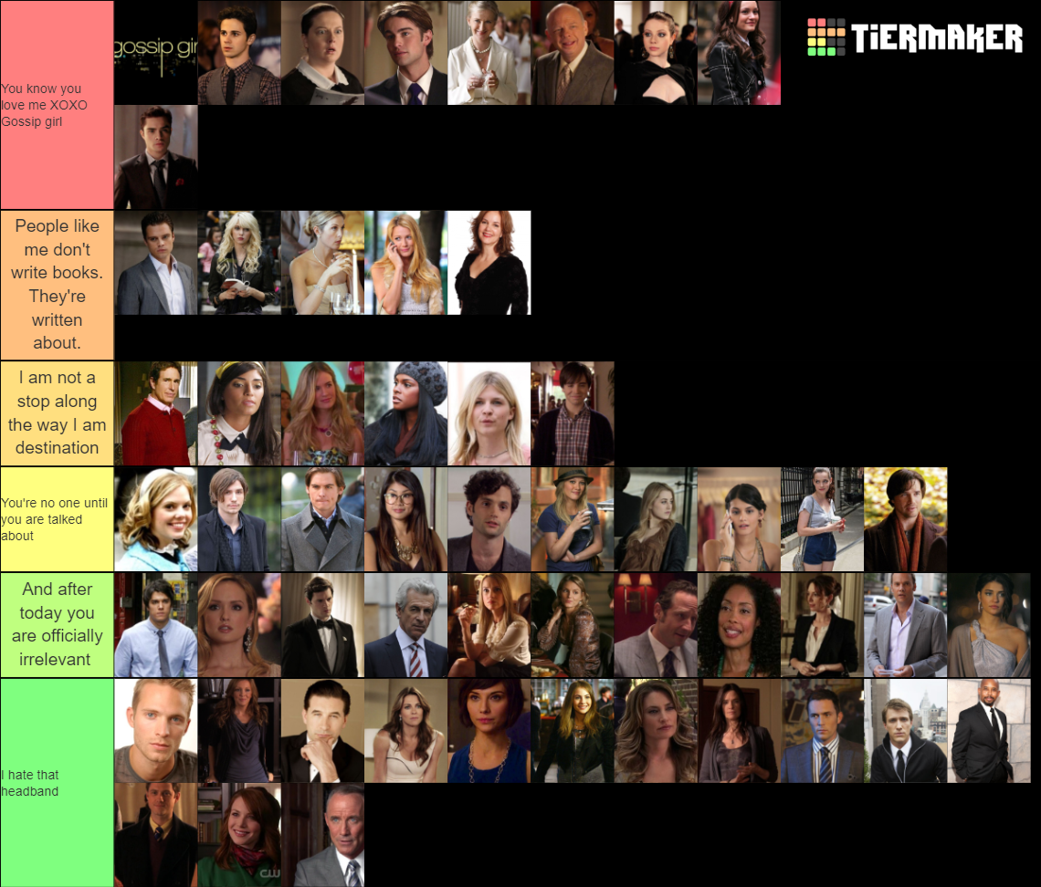 Gossip Girl Characters (ALL) Tier List Rankings) TierMaker
