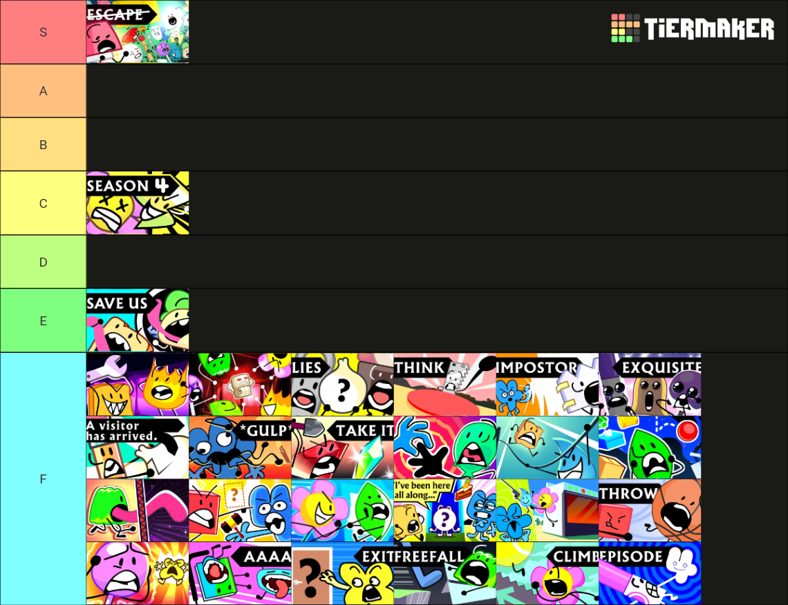 BFB Episode Tier List Rankings) TierMaker