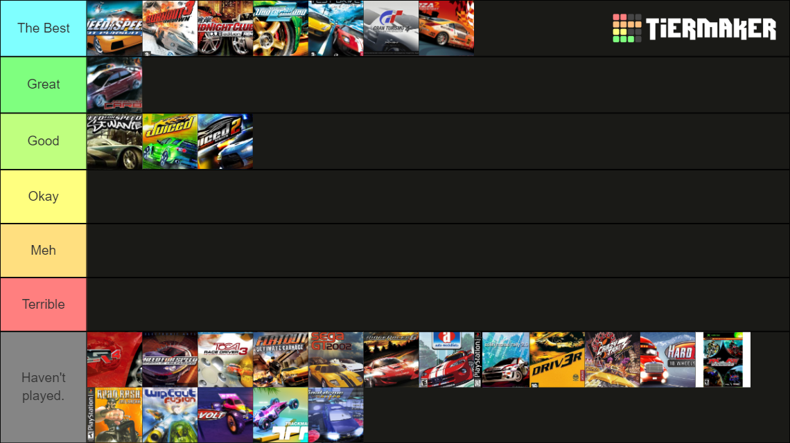 Ultimate early 2000's racing games Tier List Rankings