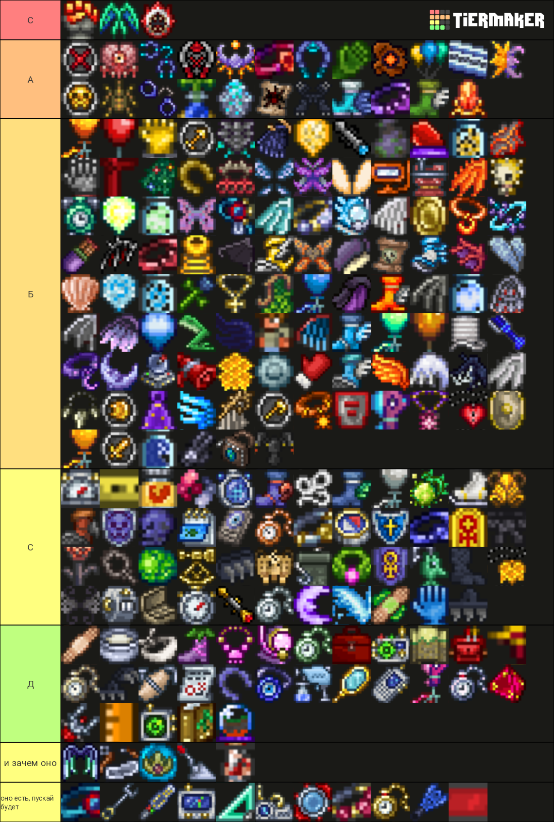 All terraria accessories Tier List Rankings) TierMaker