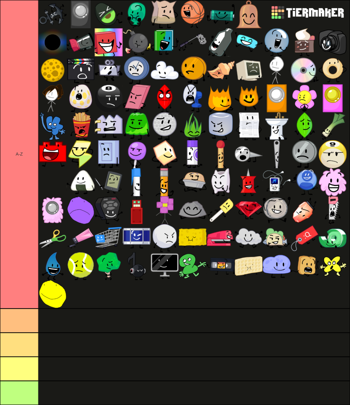 BFDI Characters (All Seasons) Tier List (Community Rankings) - TierMaker