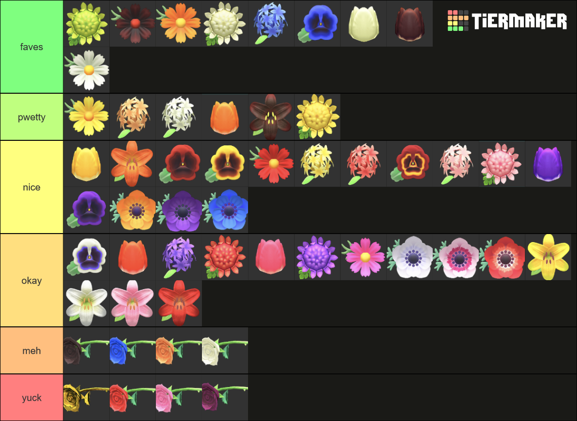 acnh flowers Tier List (Community Rankings) - TierMaker