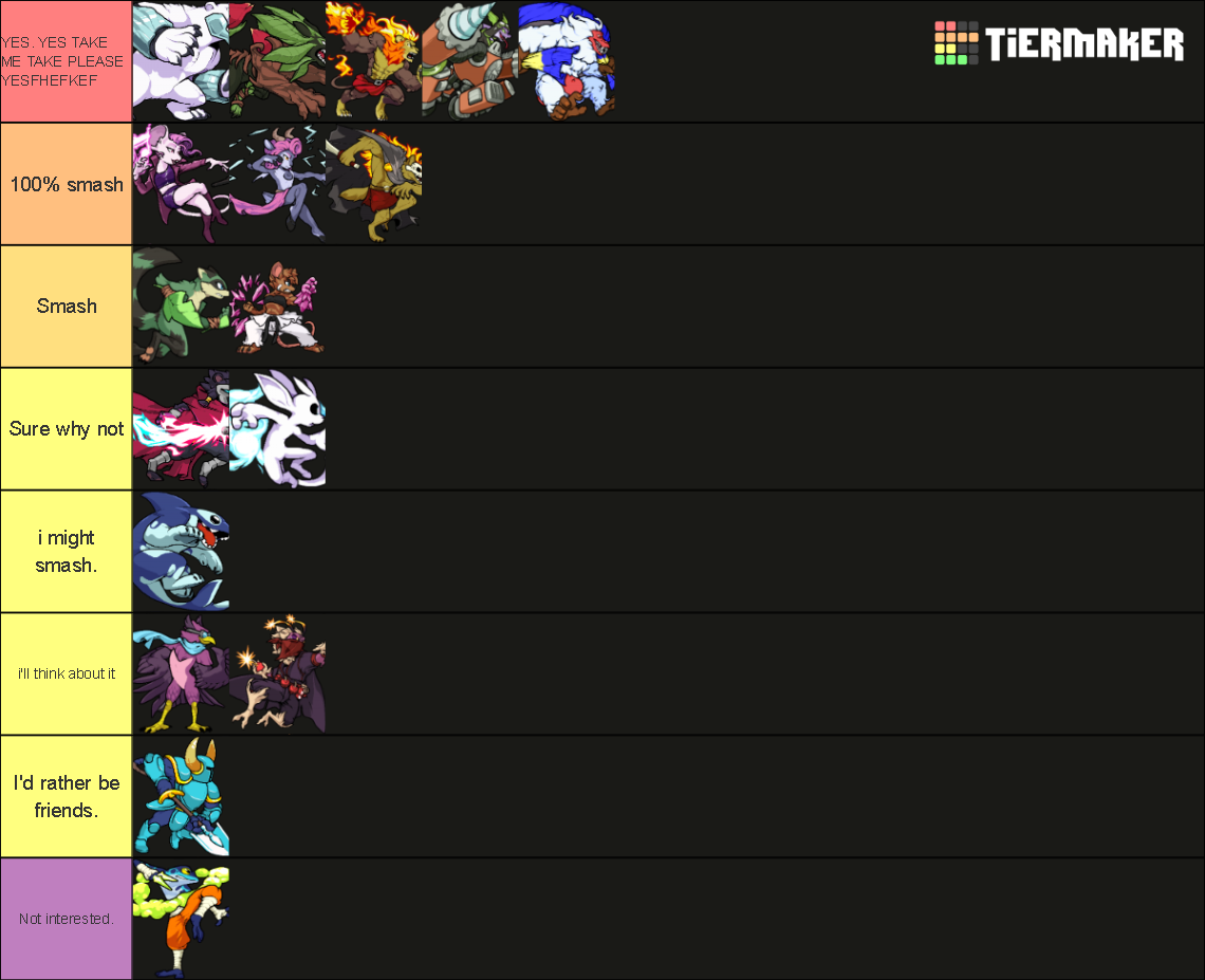 Rivals of Aether Smash or Pass Tier List Rankings) TierMaker