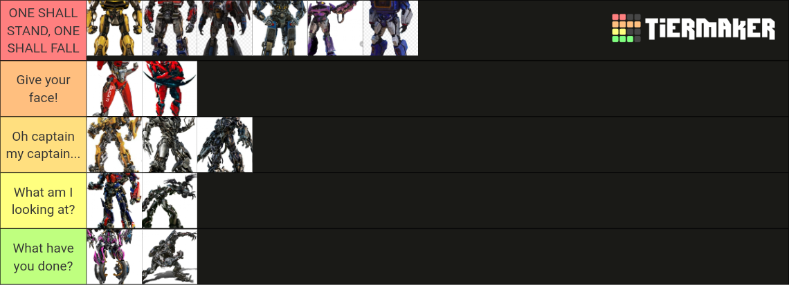 Ranking transformers movie designs bayverse vs reboot Tier List ...