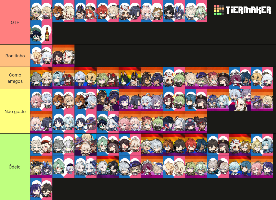 Genshin Impact Shipping (4.1) Tier List Rankings) TierMaker