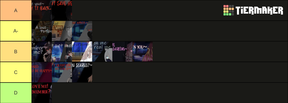 Zoey Moonblood ASMR Tierlist Tier List (Community Rankings) - TierMaker