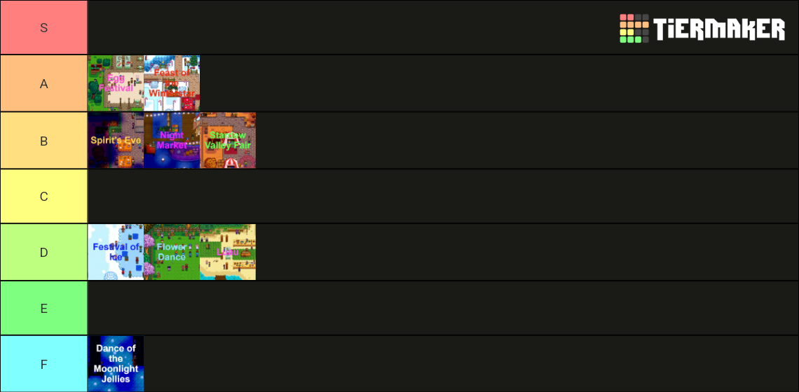 Stardew valley festivals tier list community rankings tiermaker