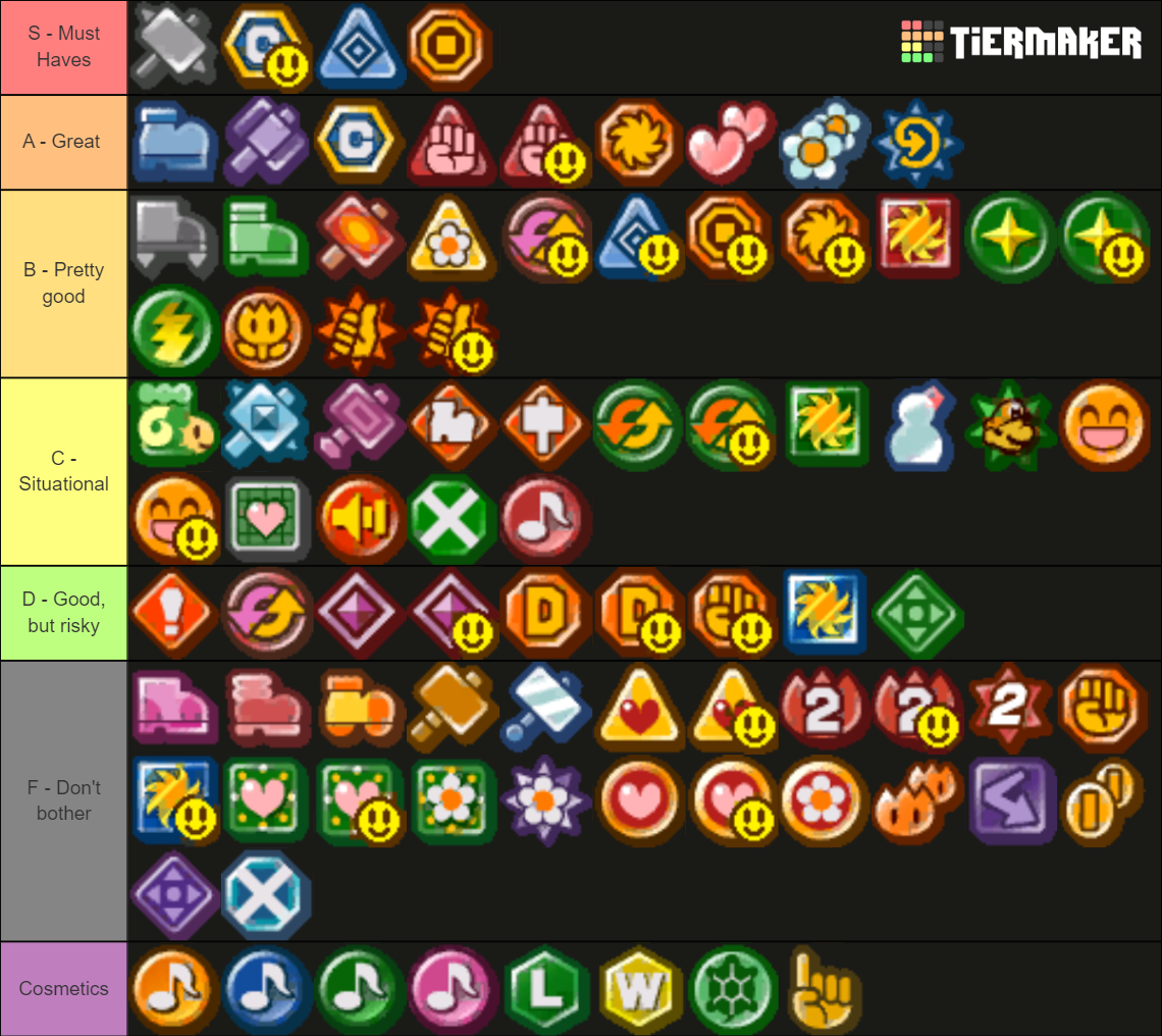 Paper Mario TTYD Badges Tier List (Community Rankings) - TierMaker