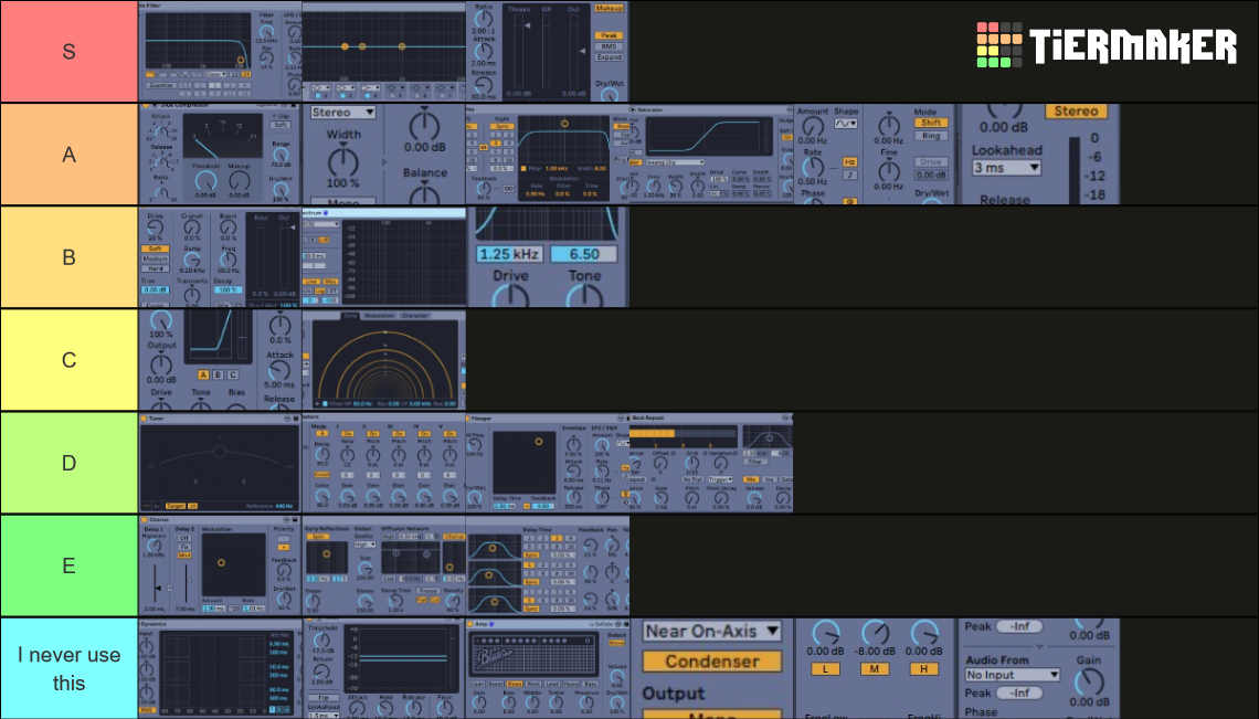 Ableton Audio Effect Tier List Rankings) TierMaker