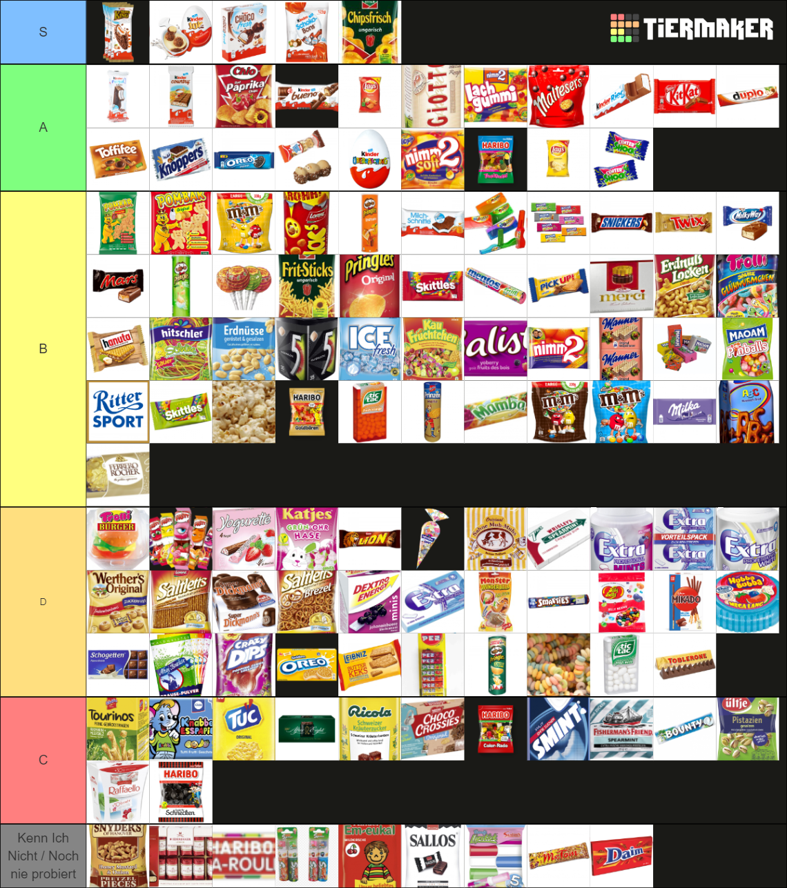 German Sweets & Snacks Tier List Rankings) TierMaker