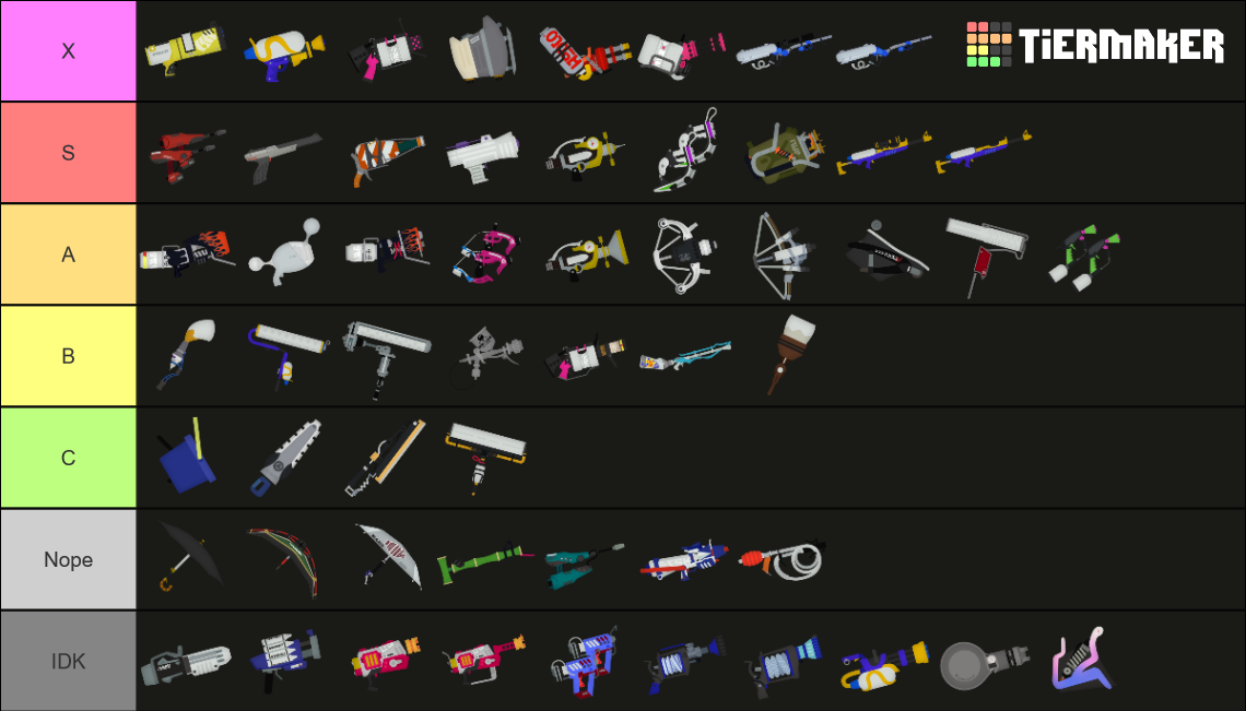 Splatoon Weapon Tier List (Community Rankings) - TierMaker