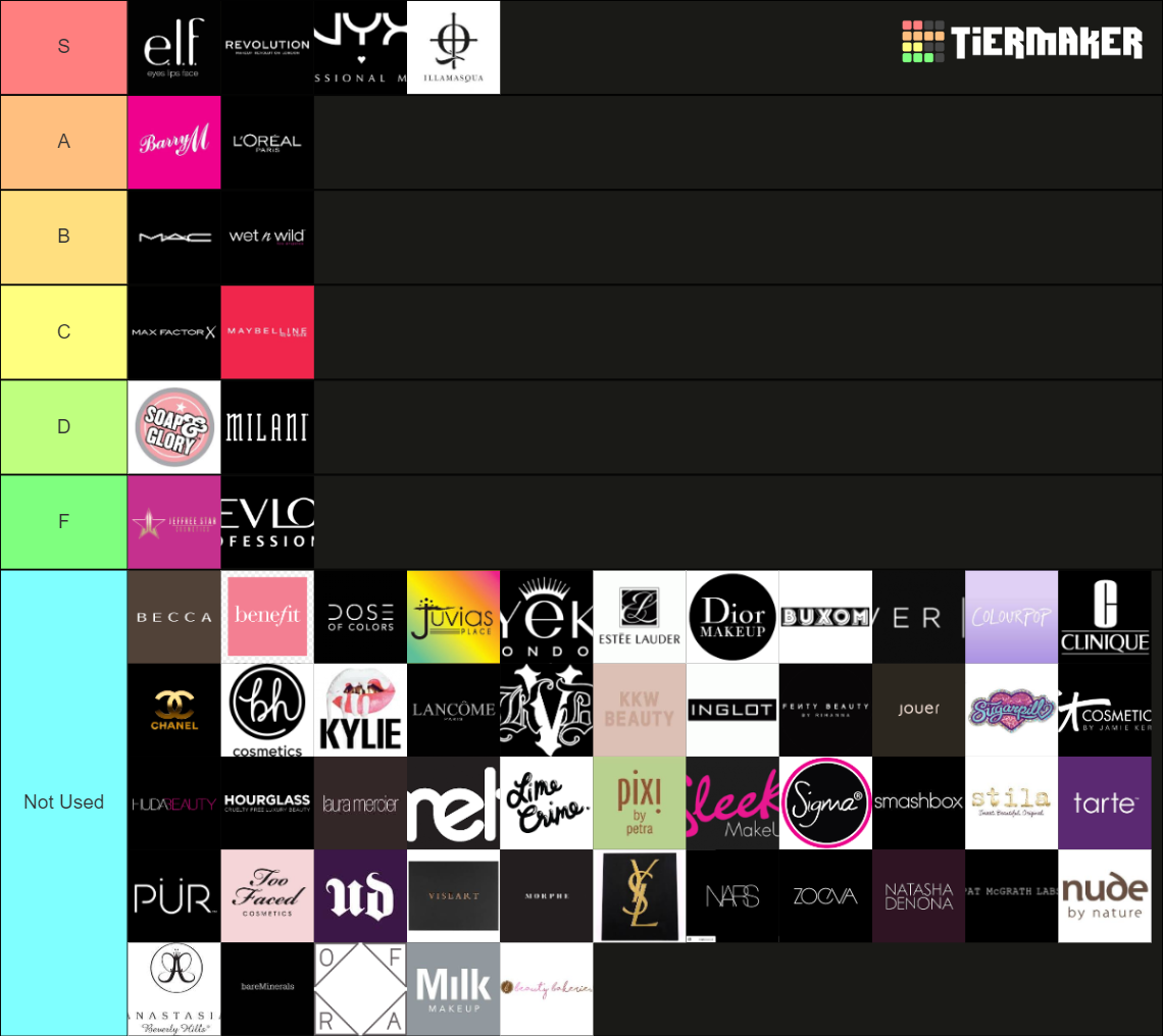 Makeup Brands! Tier List Rankings) TierMaker