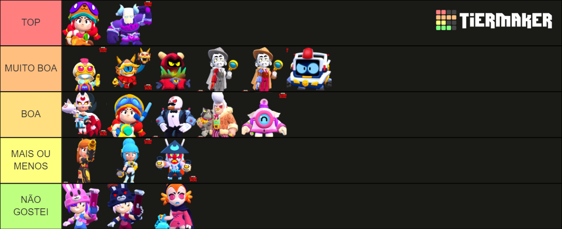 tier list das novas skins do brawl stars