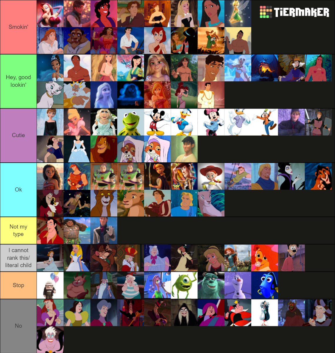 Disney Characters Hotness Tier List (community Rankings) - Tiermaker