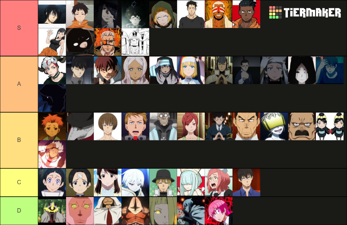 Fire Force anime character + openings Tier List (Community Rankings ...