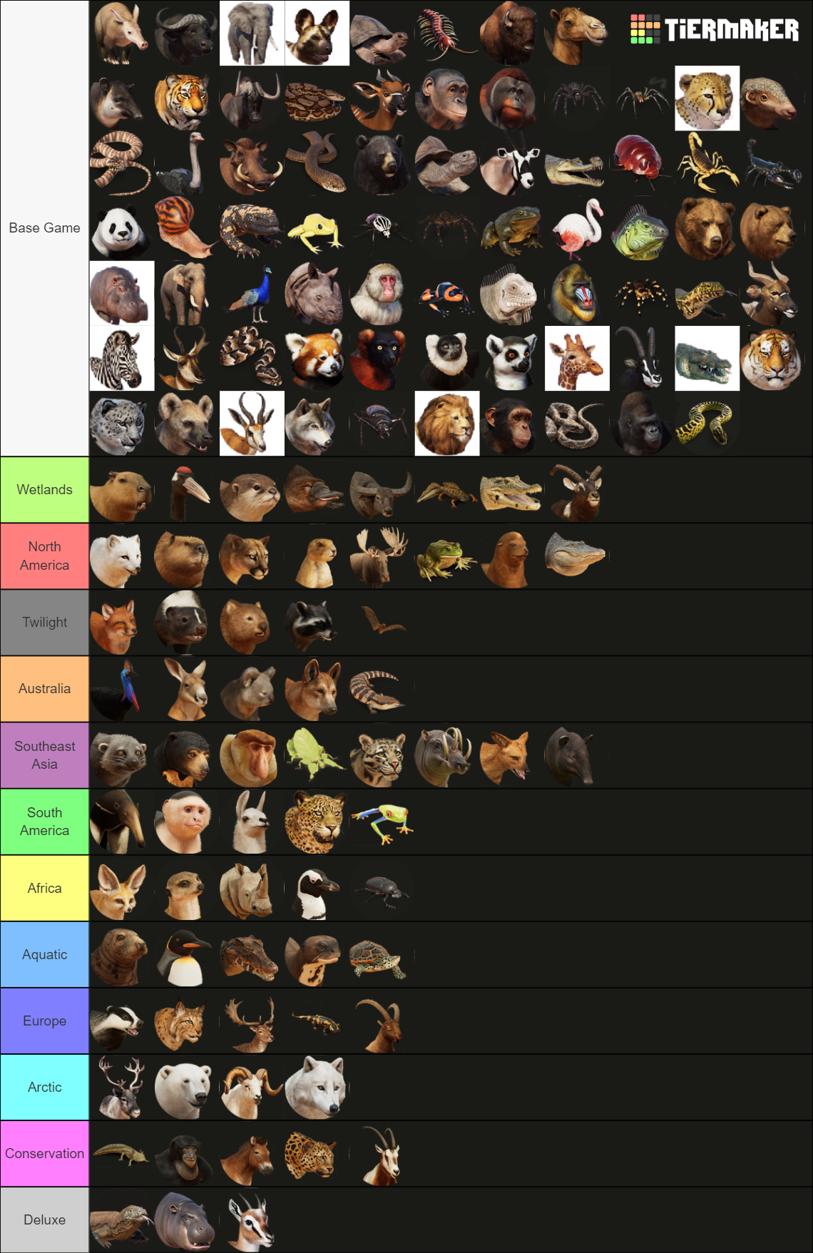 Zoo Tier List Rankings) TierMaker