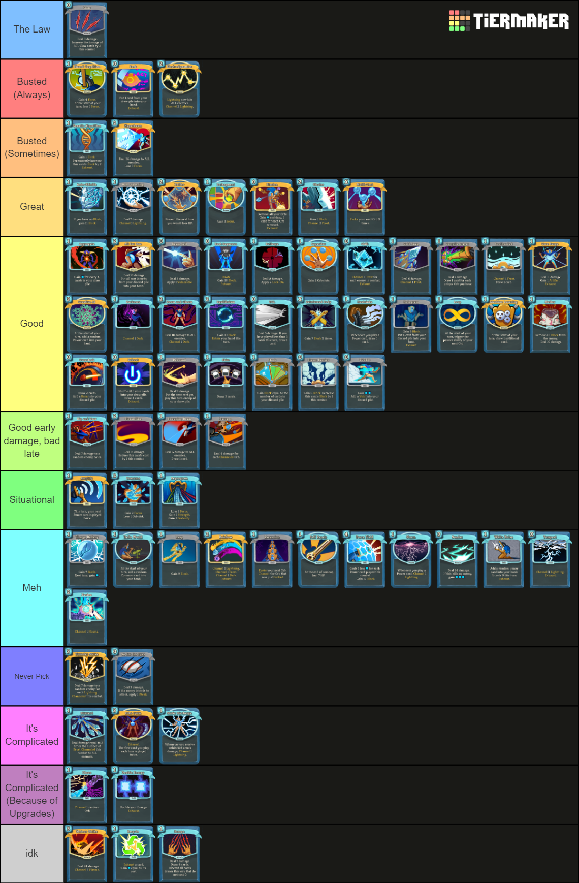 Slay The Spire Defect Cards Ver22 Tier List Community Rankings Tiermaker 4536