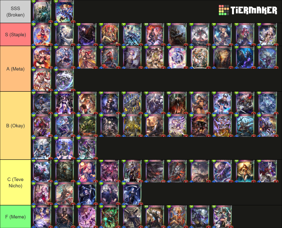 Shadowverse Shadowcraft Legendaries Cards Tier List Rankings