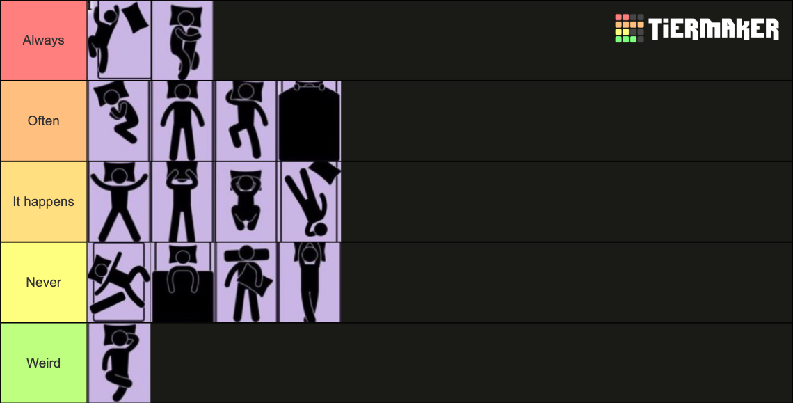 Sleeping positions Rank Tier List (Community Rankings) - TierMaker