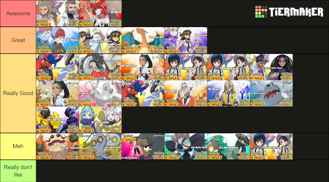 Pokemon ScarVio Battle themes Tier List Rankings) TierMaker