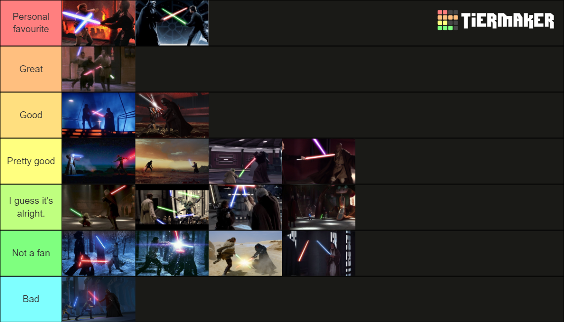 Star Wars Lightsaber Duels Ranking Tier List Rankings) TierMaker