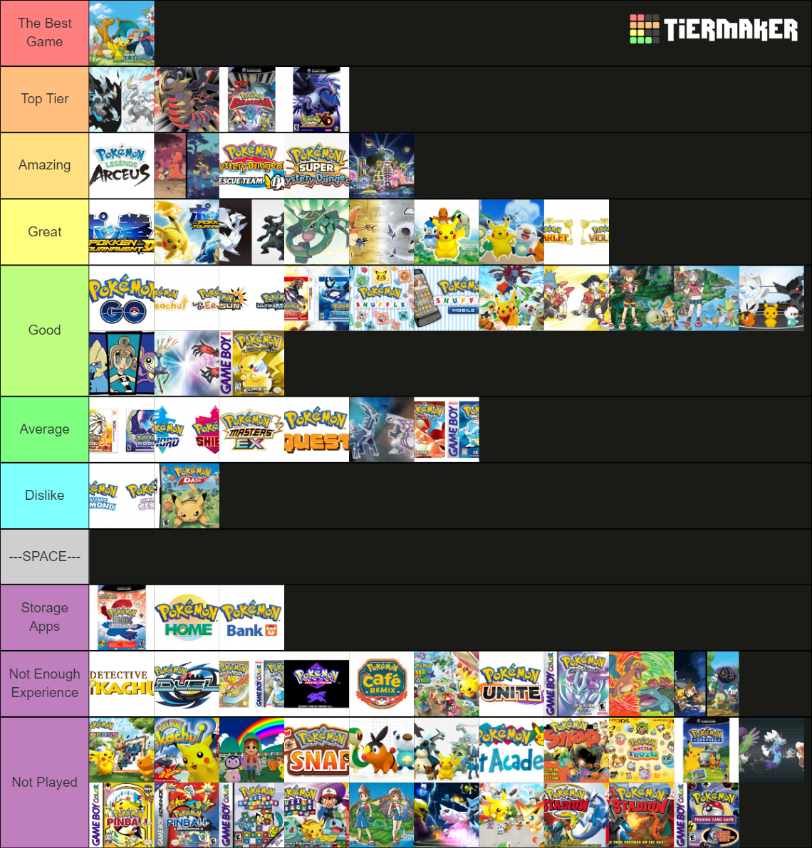 Every Pokemon Video Game Ever Tier List (Community Rankings) - TierMaker