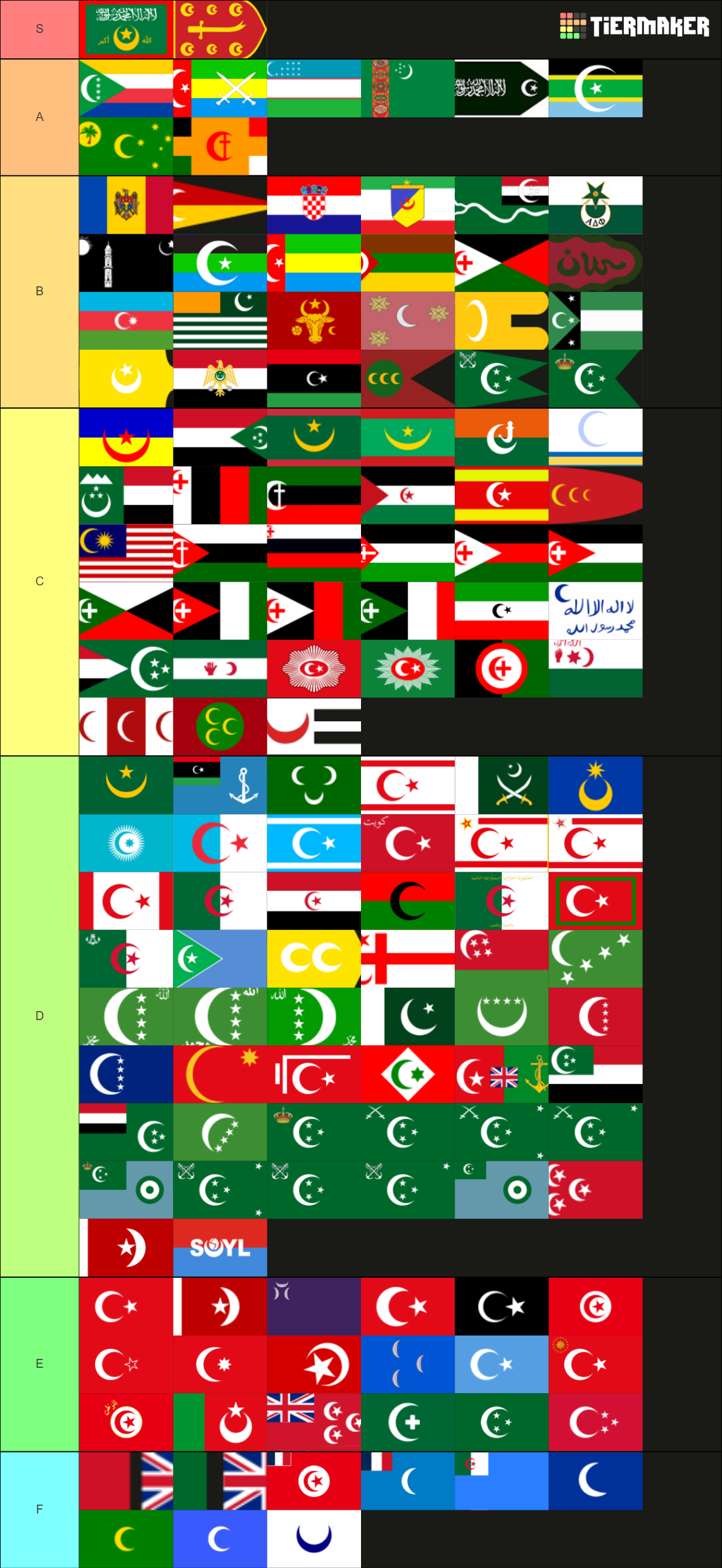 Flags With The Islamic Crescent Tier List Rankings) TierMaker