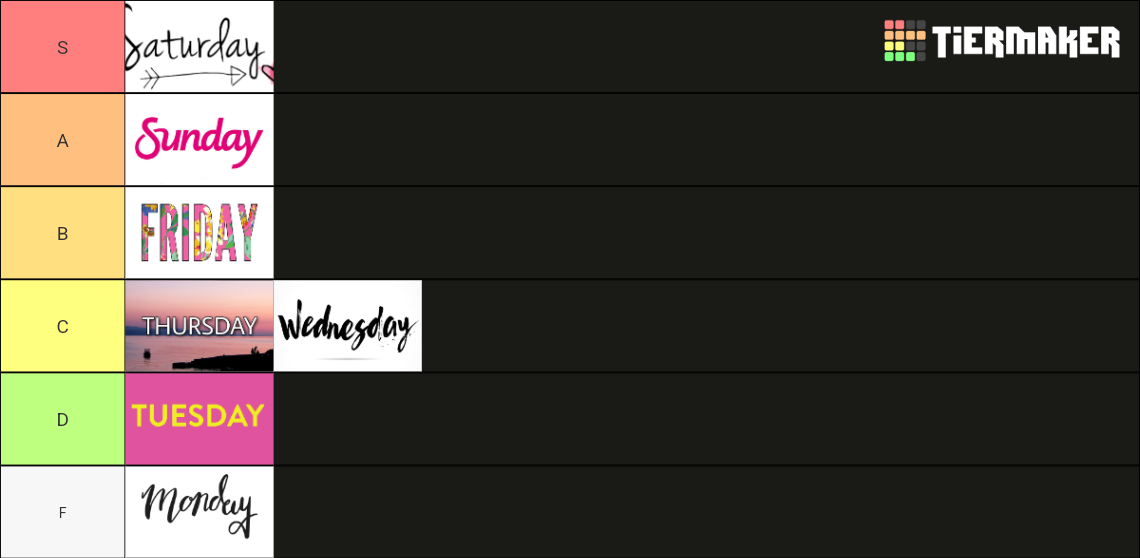 days-of-the-week-tier-list-community-rankings-tiermaker