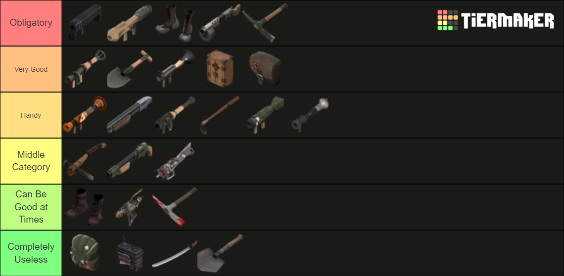 TF2 Soldier Weapons Tier List (Community Rankings) - TierMaker