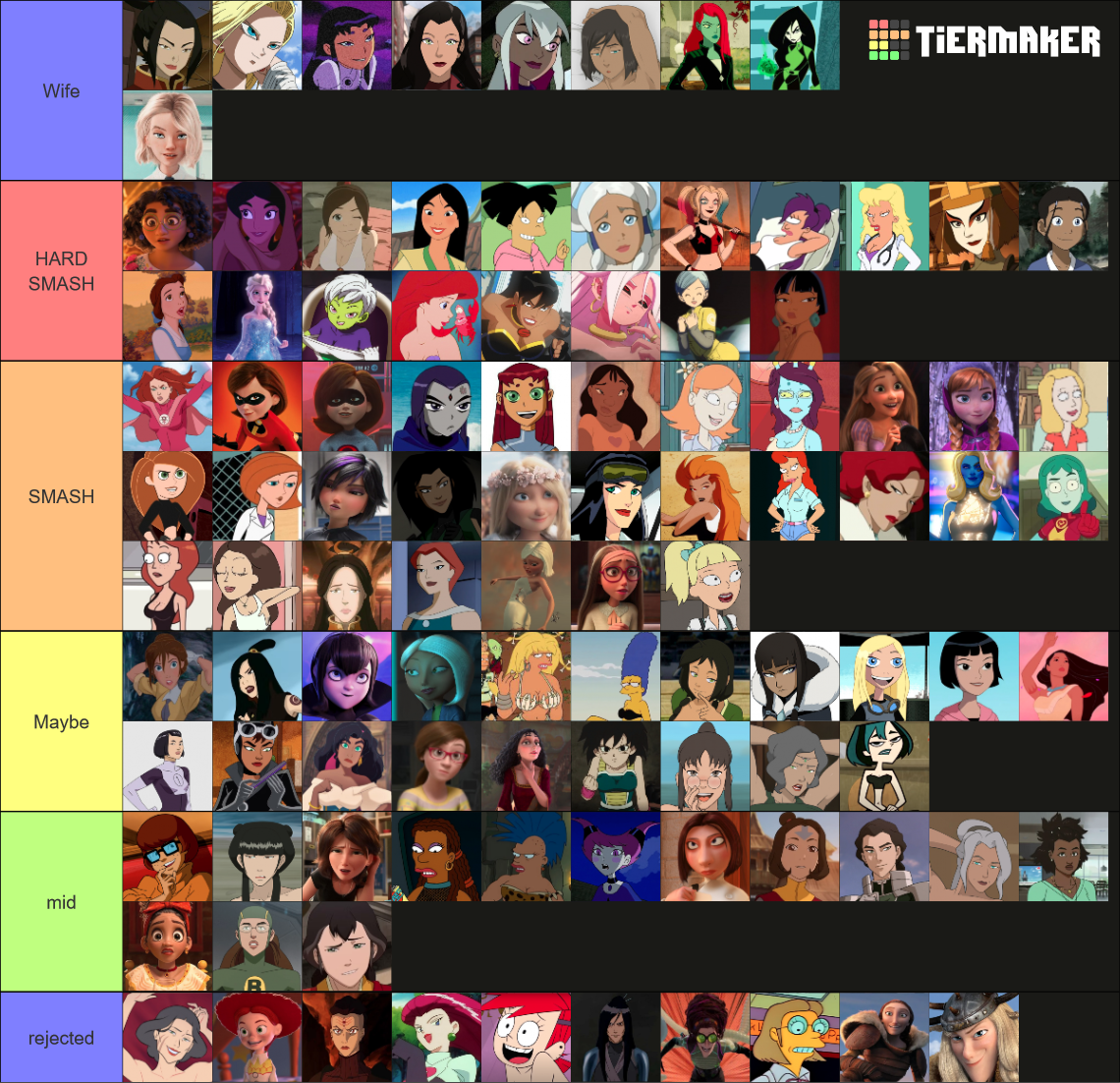 Cartoon Hotties Tier List (Community Rankings) - TierMaker