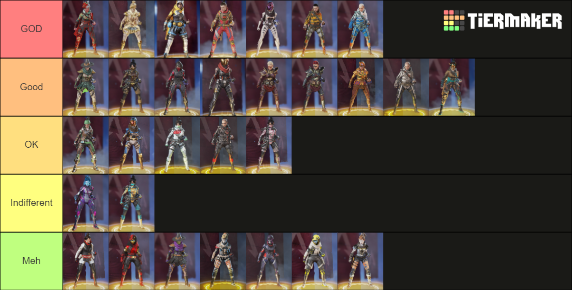 Apex Legends Legendary skins Wraith (Updated 25/06/2022) Tier List ...