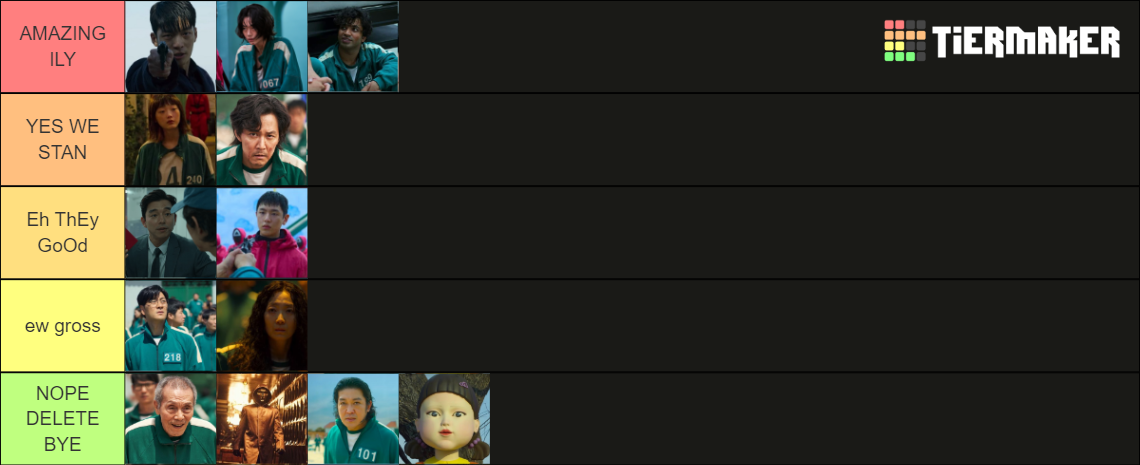 Squid Game Characters Tier List Community Rankings Tiermaker Squid Game Characters Tier List Community Rankings Tiermaker