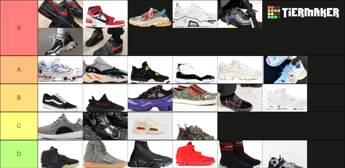 Hypebeast Shoes Tier List Rankings) TierMaker