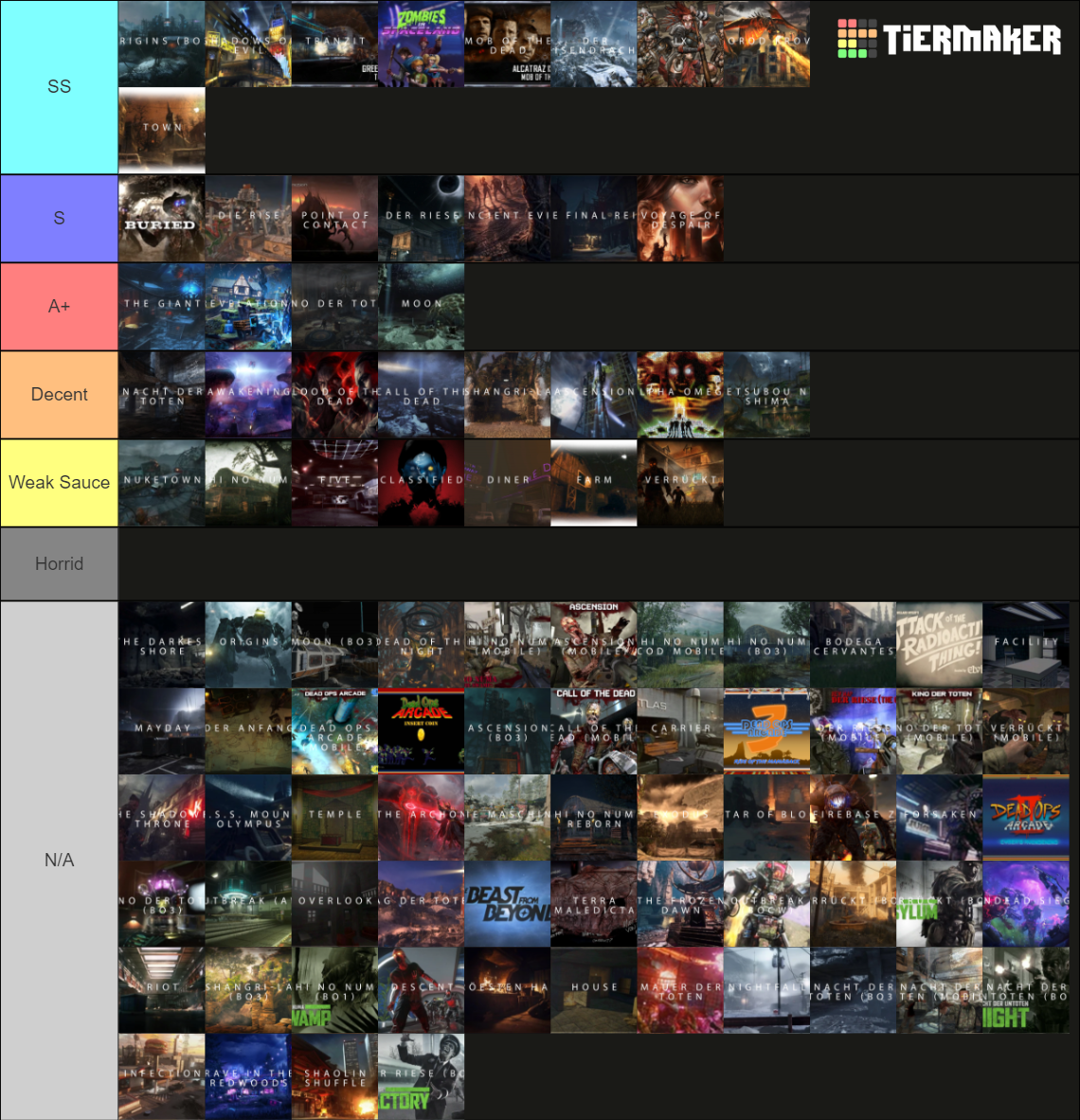 Every Single Call of Duty Zombie Maps Tier List Rankings) TierMaker