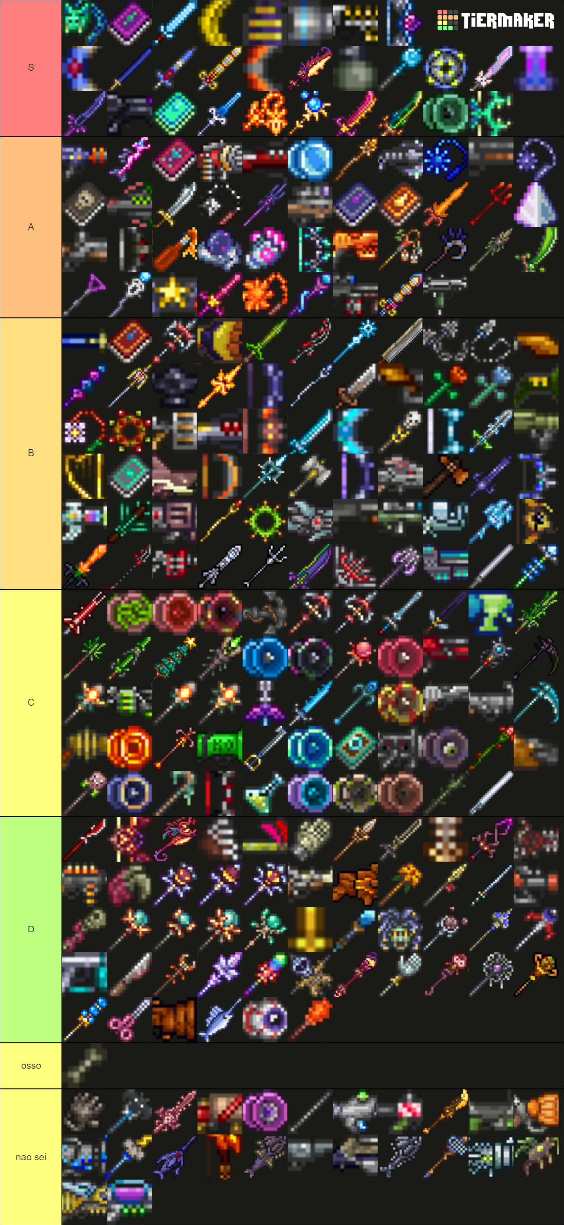 Terraria of Weapons Tier List (Community Rankings) - TierMaker