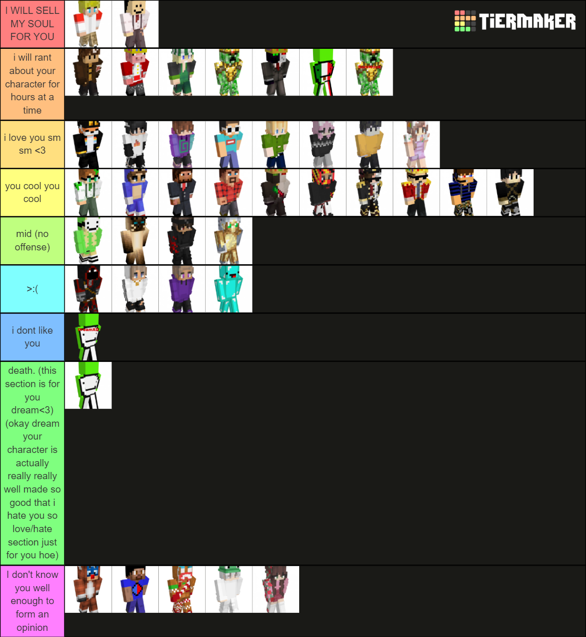 Rating the DSMP Characters Tier List (Community Rankings) - TierMaker