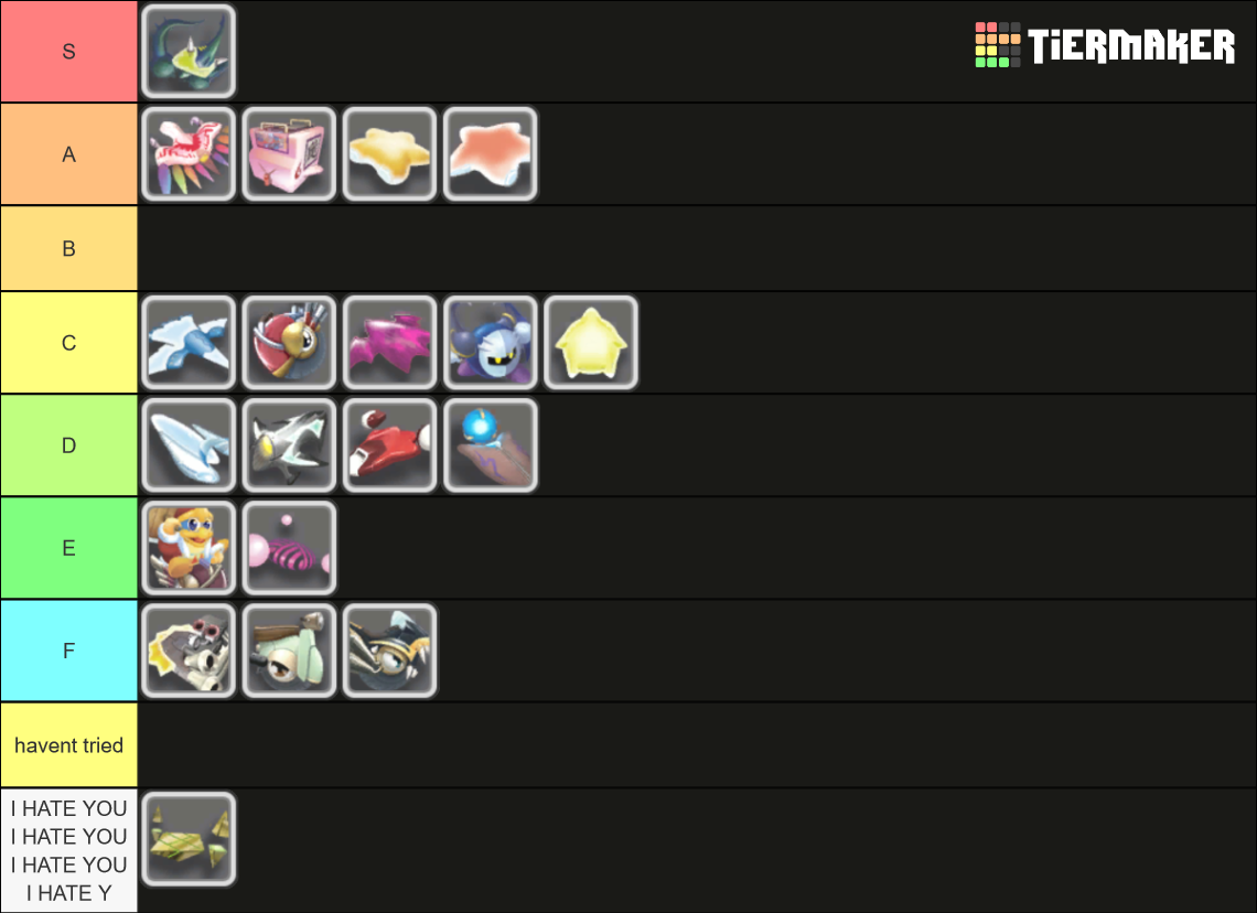 Kirby Air Ride Machines Tier List Rankings) TierMaker