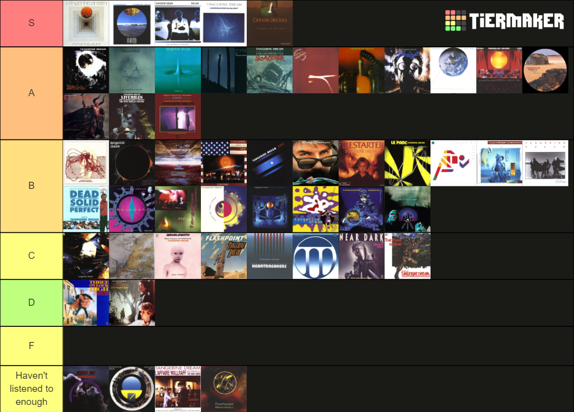 Tangerine Dream albums Tier List Rankings) TierMaker