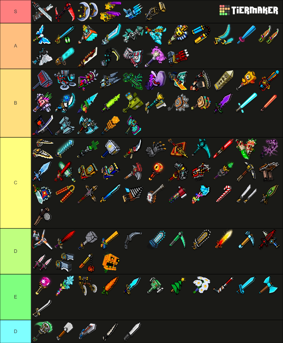 Pixel Gun 3D - ALL Melee Weapons (22.6.2) Tier List (Community Rankings ...