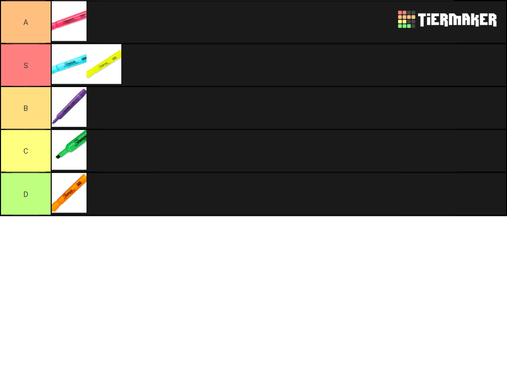 Highlighter Colors Tier List Rankings) TierMaker