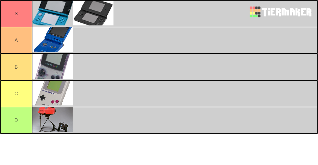 Nintendo Handheld Tier List Rankings) TierMaker