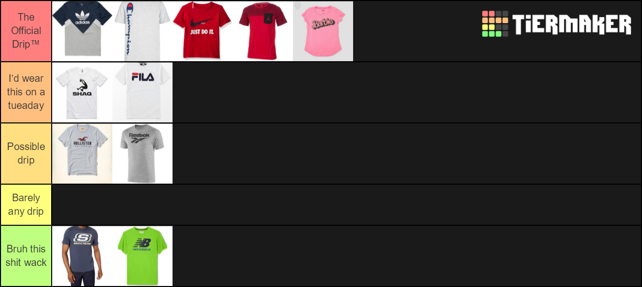 Best Clothing Brands Tier List Rankings) TierMaker