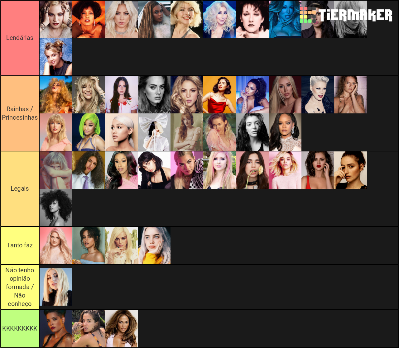 Best Female Artist Tier List Rankings) TierMaker